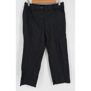 Kim Rogers Womens Black White Polka Dot Cropped Capri Pants Cotton Stretch Sz 6
